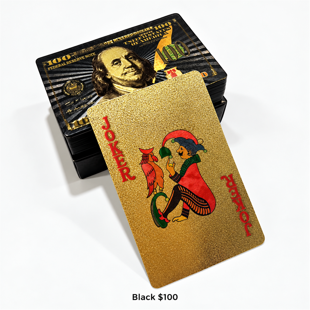 Black $100 waterproof PVC playing cards