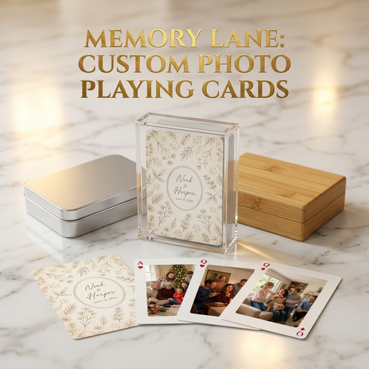 Personalized Memory Lane custom photo playing cards with three box packaging options