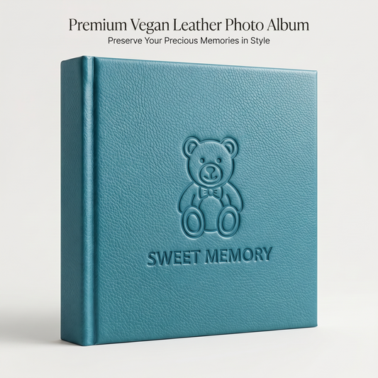 Teal vegan leather kids photography album