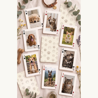Custom pet photo playing cards with 54 unique dog and cat photos – personalized pet memory deck – EverKeep