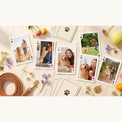 Personalized pet photo playing cards owner and golden retriever daily moments – pawsitively perfect gift – EverKeep