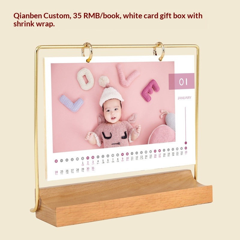 2026 desk calendar custom wrought iron wood desktop photo creative custom printing enterprise small fresh ornament calendar