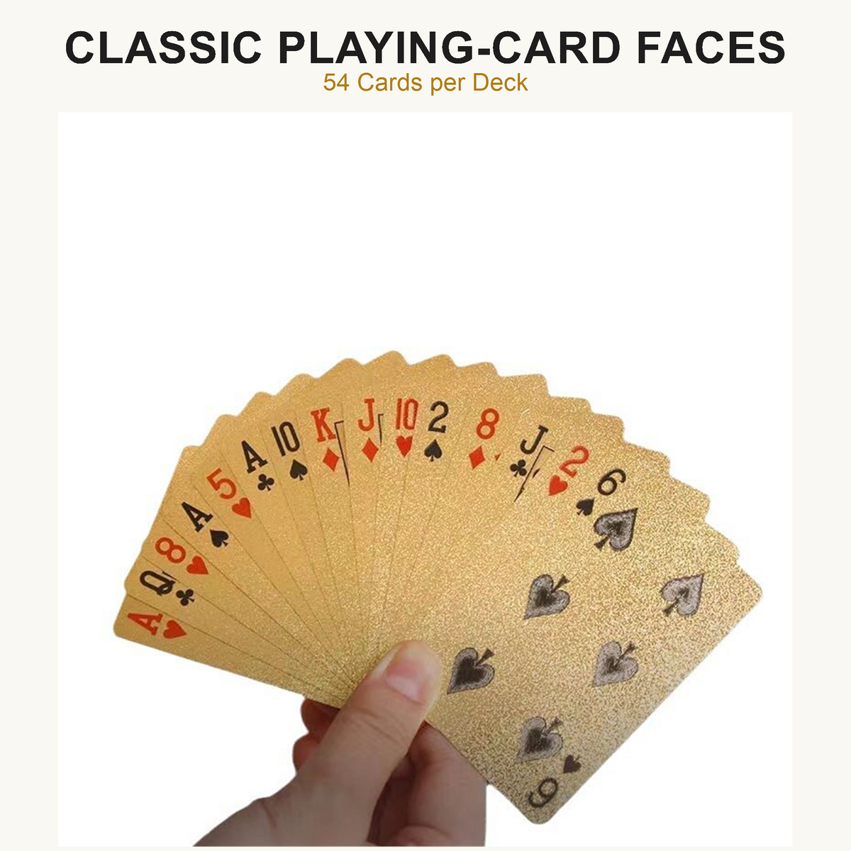Faces and backs of a 54-card waterproof poker deck