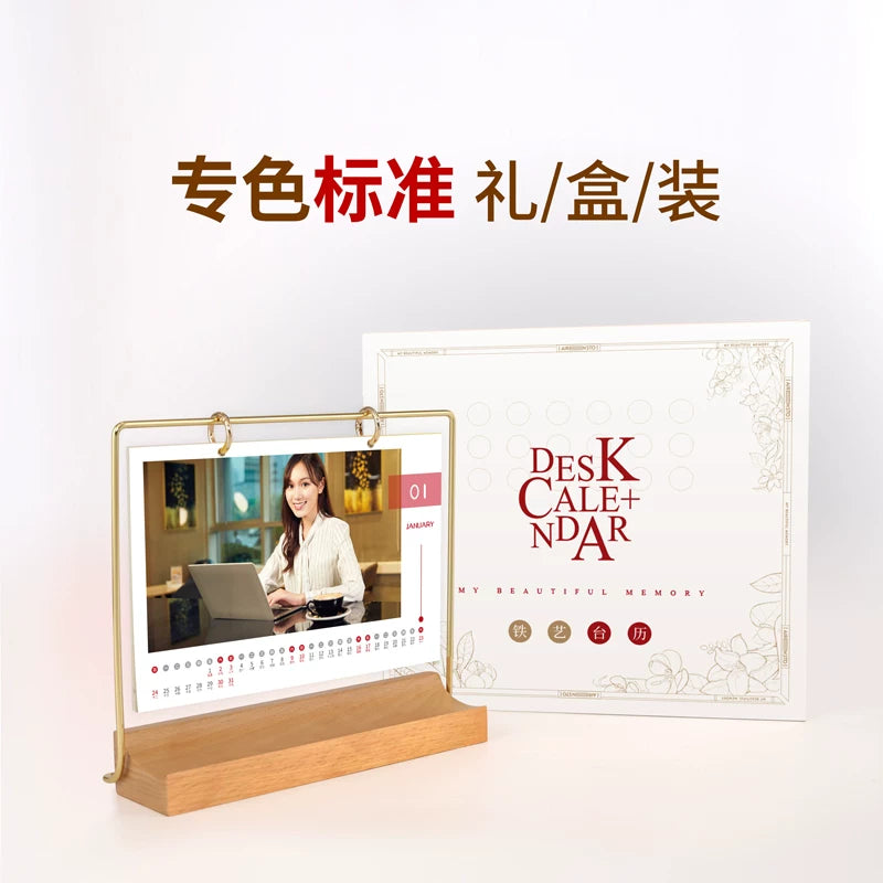 2026 desk calendar custom wrought iron wood desktop photo creative custom printing enterprise small fresh ornament calendar