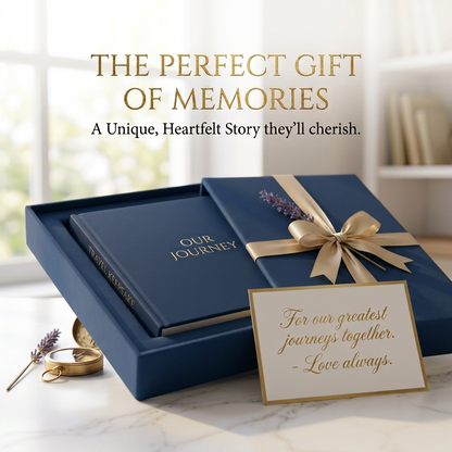 Custom travel coffee table book presented in a gift box with ribbon