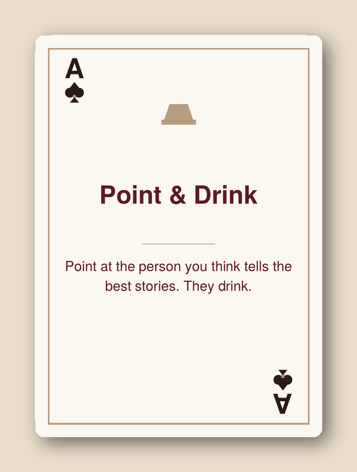 King's Cup Classic card example - Point and Drink