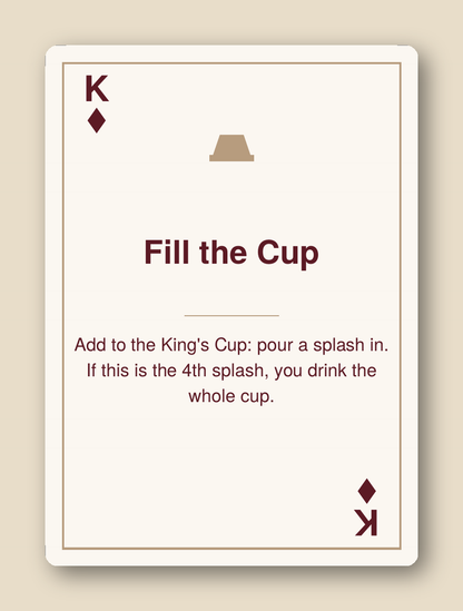 King's Cup Classic card example - Fill the Cup