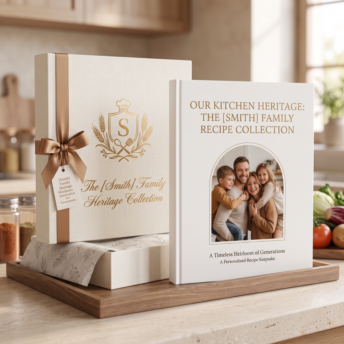 Custom family recipe book keepsake gift box packaging