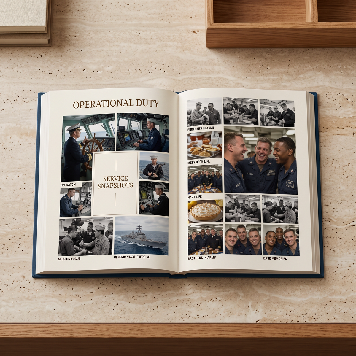 Military retirement coffee table book interior operational duty spread