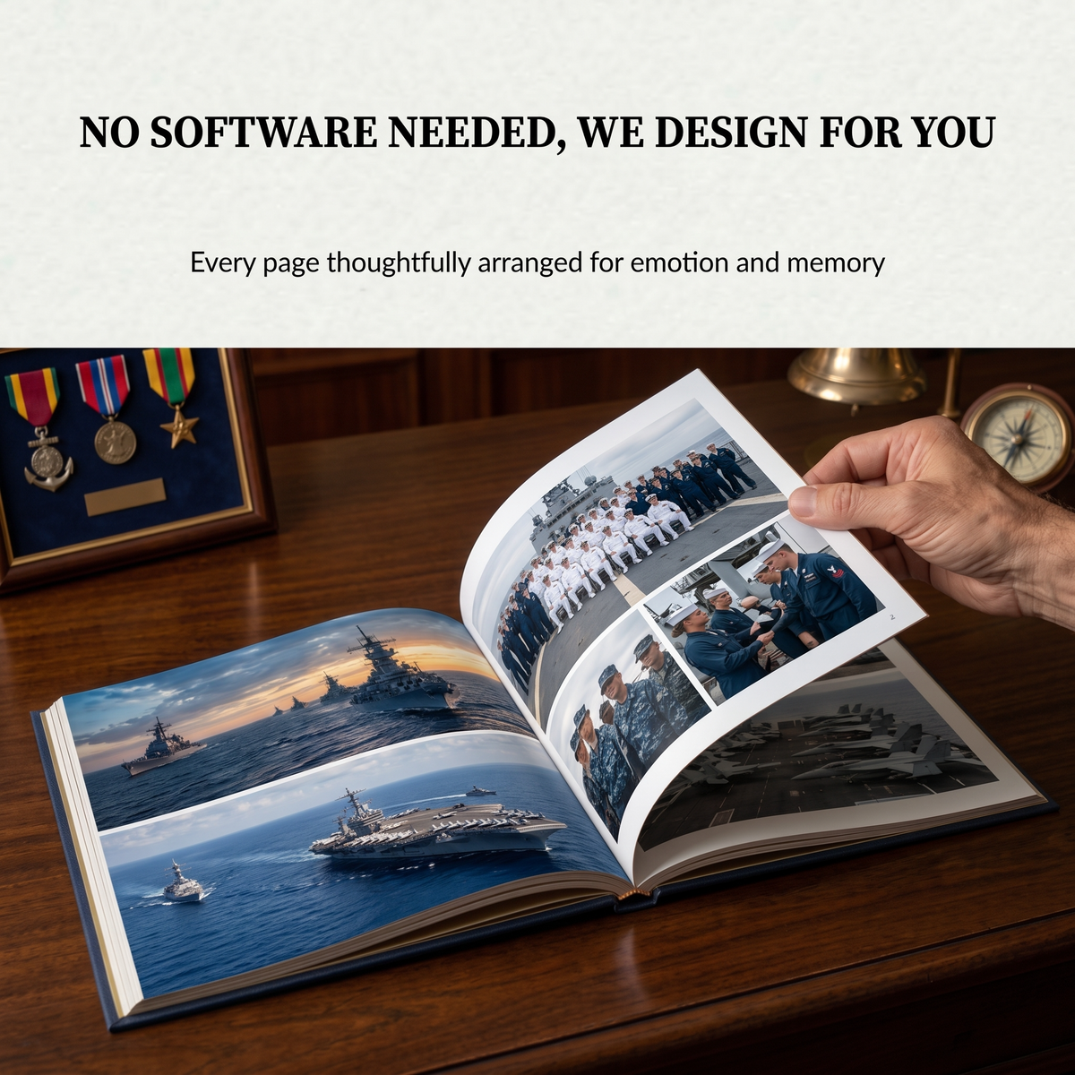 Military retirement coffee table book interior navy ships spread
