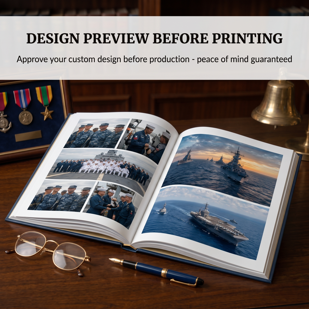 Military retirement coffee table book design preview before printing