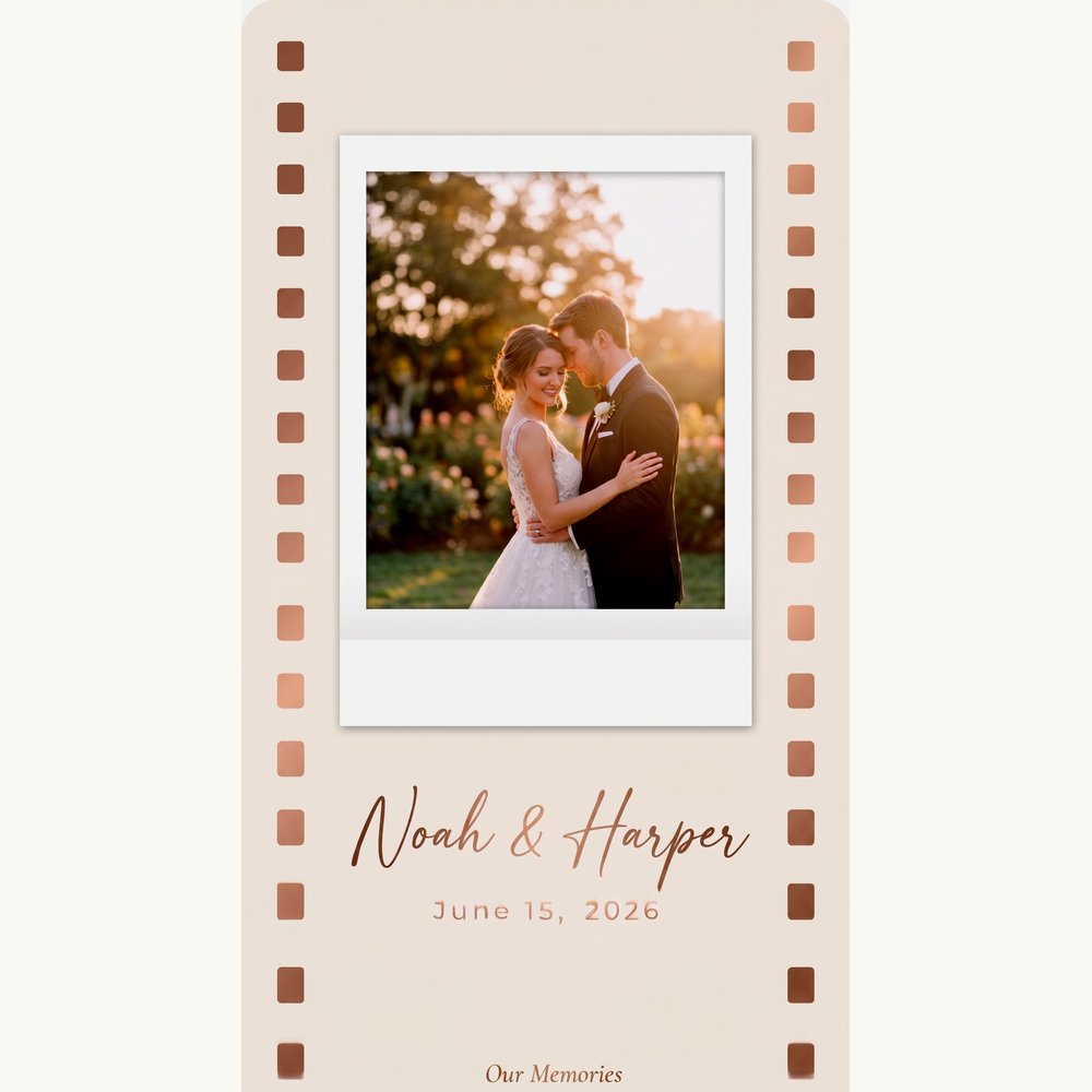 Custom photo playing cards polaroid film card back – personalized with couple names and date – EverKeep