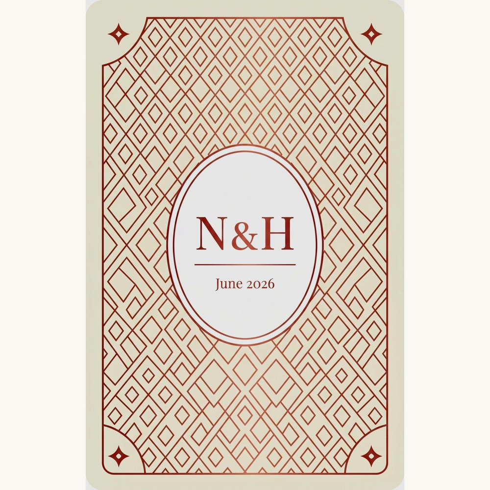 Custom photo playing cards geometric rose gold card back – monogram initials personalized deck – EverKeep