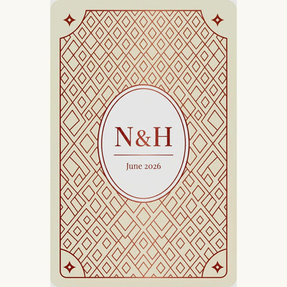 Custom photo playing cards geometric rose gold card back – monogram initials personalized deck – EverKeep
