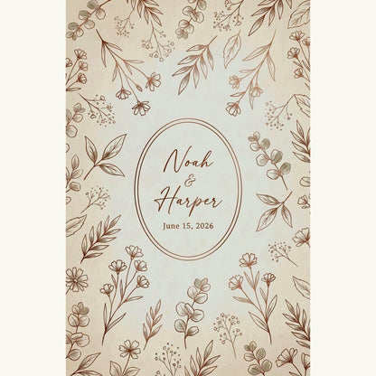 Personalized photo playing cards botanical floral card back – custom names and date elegant design – EverKeep