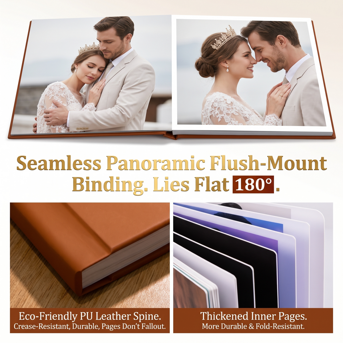 Wedding photo album seamless panoramic binding and thickened pages