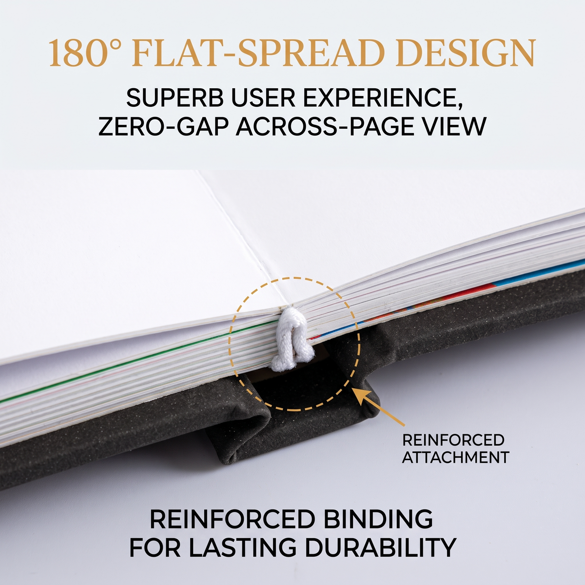 180 degree flat-spread lay-flat binding on custom wedding photo album