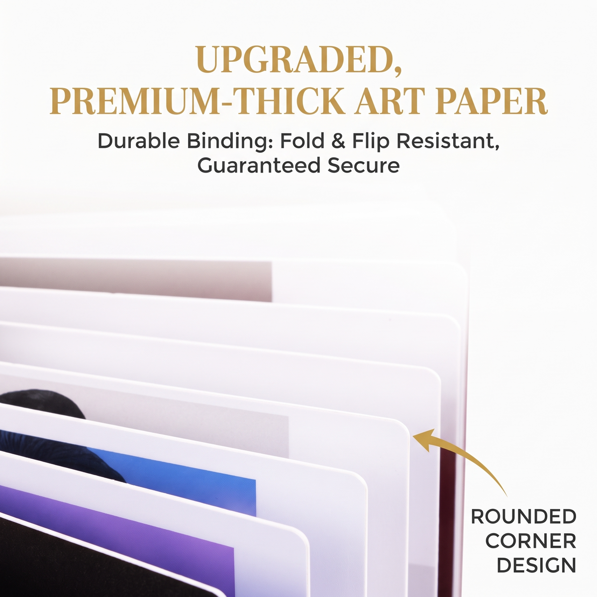 Thickened fold-resistant art paper pages with rounded corners, wedding photo album