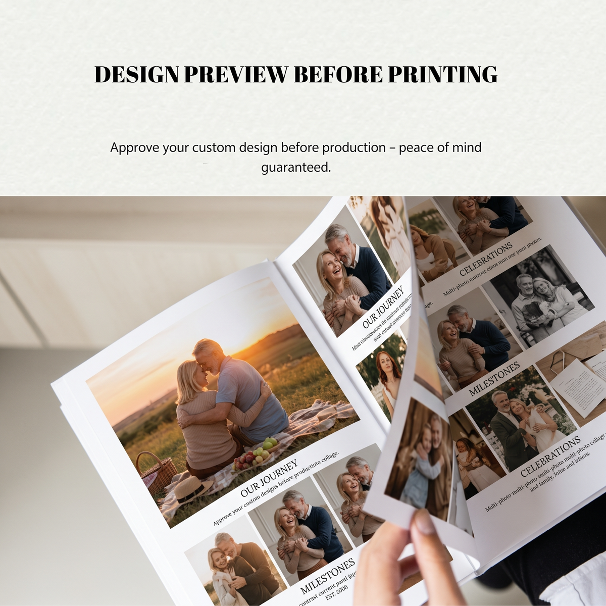 Wedding anniversary coffee table book design preview before printing