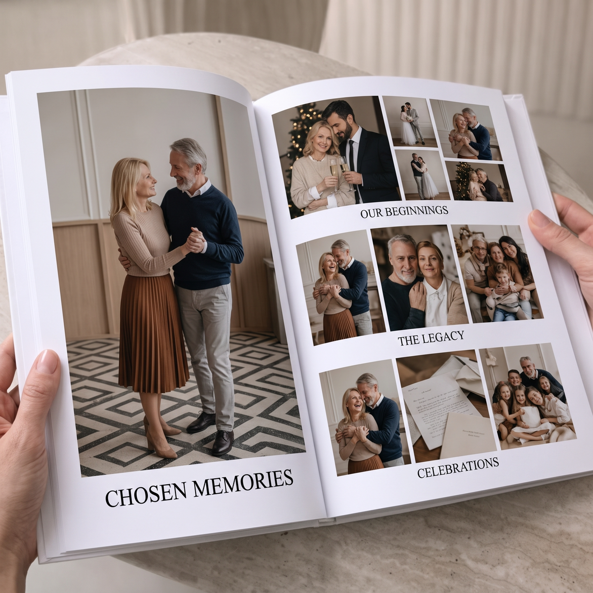 Wedding anniversary coffee table book chosen memories interior spread