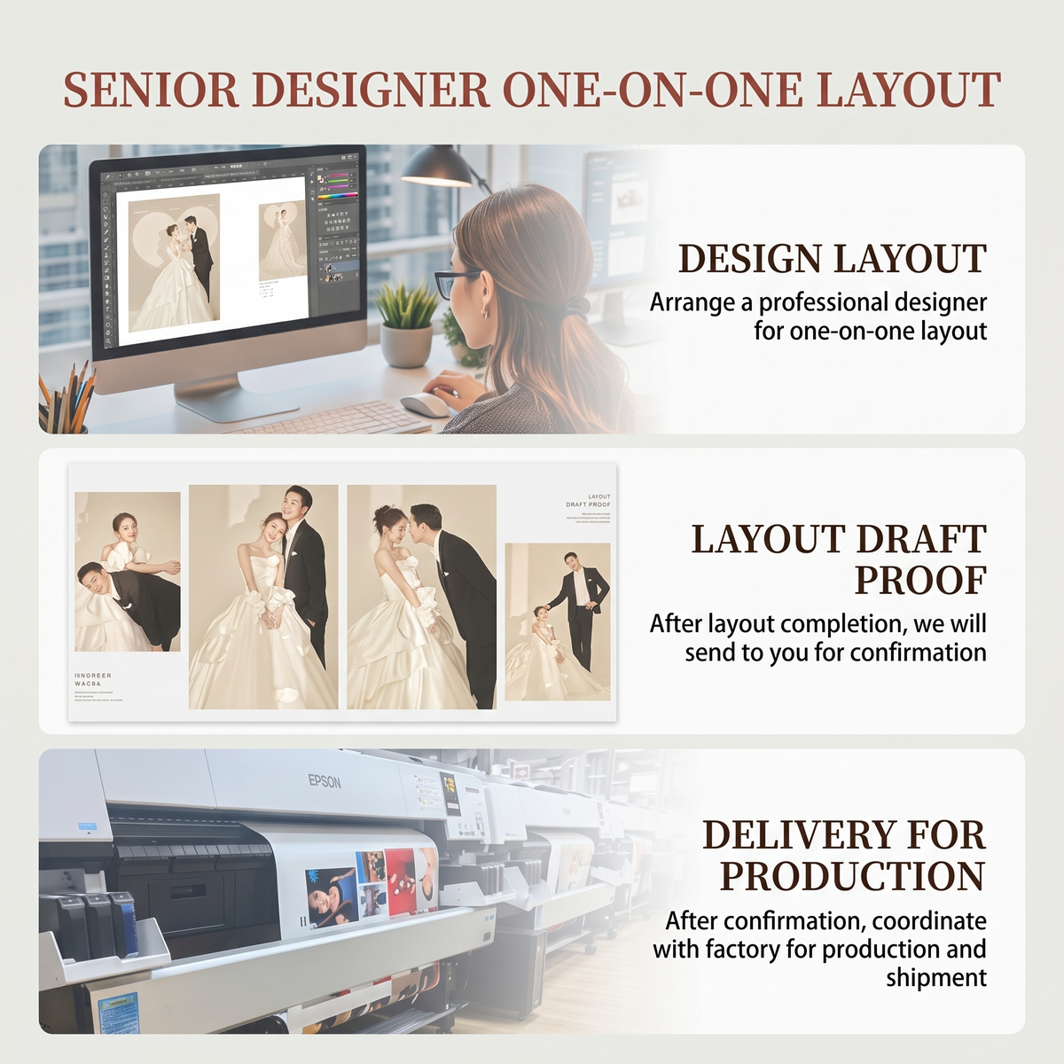 Wedding photo album one-on-one designer layout process