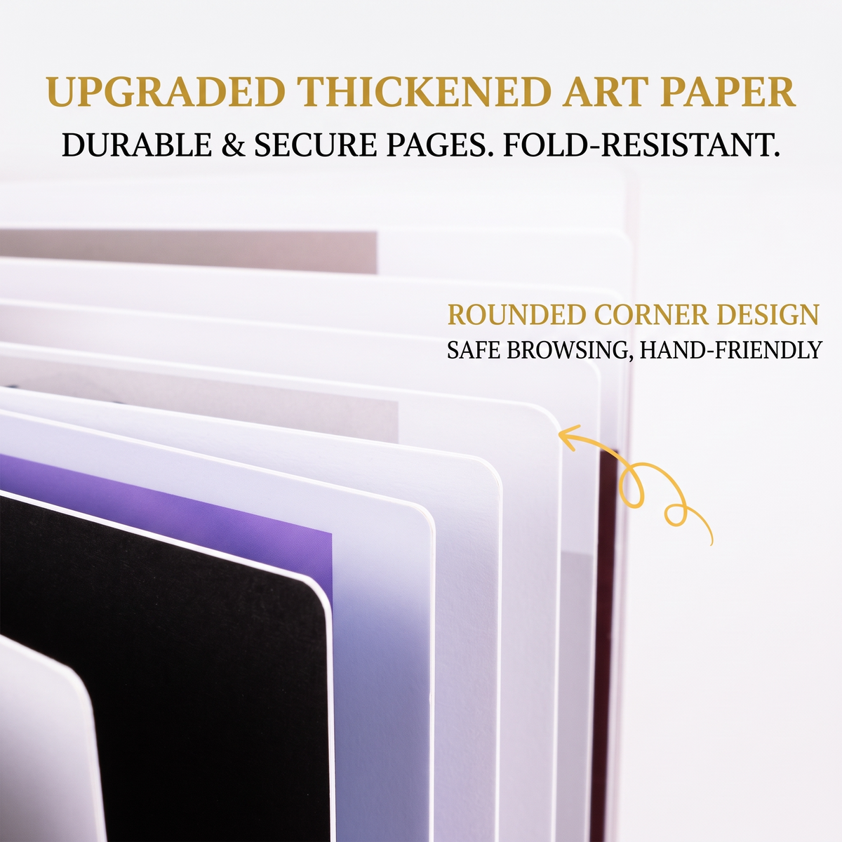 Wedding photo album rounded-corner page edges