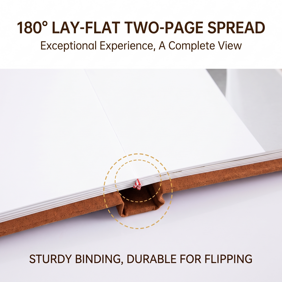Wedding photo album 180 degree lay-flat binding