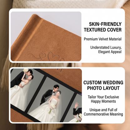Wedding photo album plush-textured cover close-up