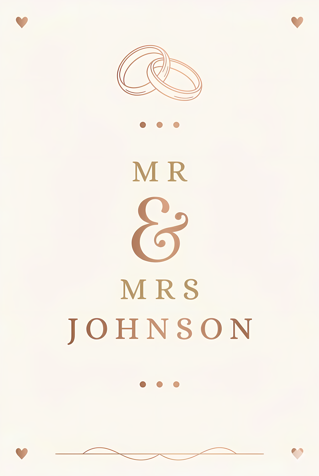 Style C Mr and Mrs wedding playing card back – ring illustration with personalized last name and wedding date, 350gsm matte finish – EverKeep