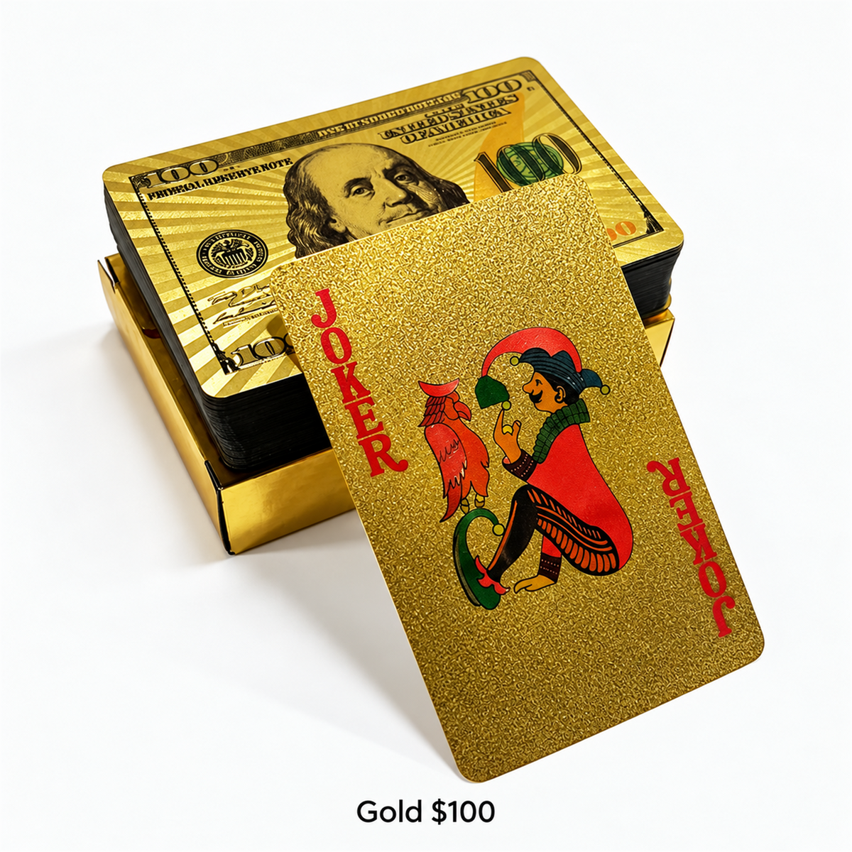Gold $100 waterproof PVC playing cards