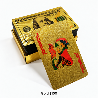 Gold $100 waterproof PVC playing cards