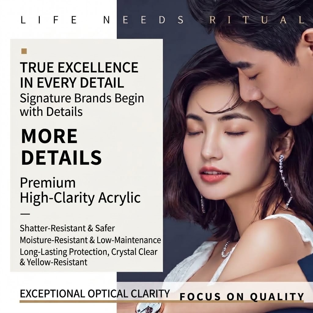 High-clarity acrylic glazing details for the stairway gallery wall frame set