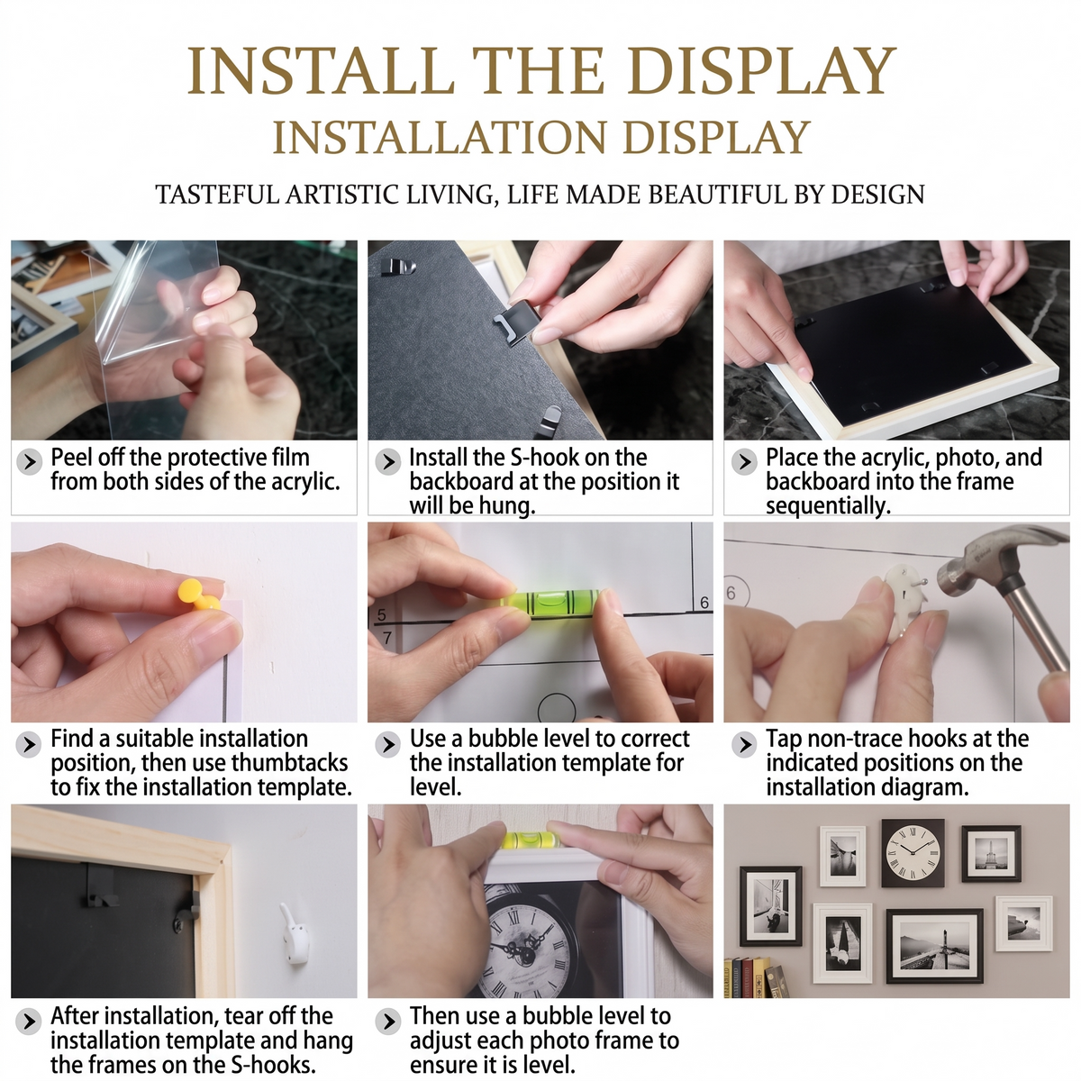 Step-by-step installation guide for the stairway gallery wall frame set