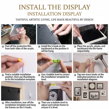 Step-by-step installation guide for the stairway gallery wall frame set