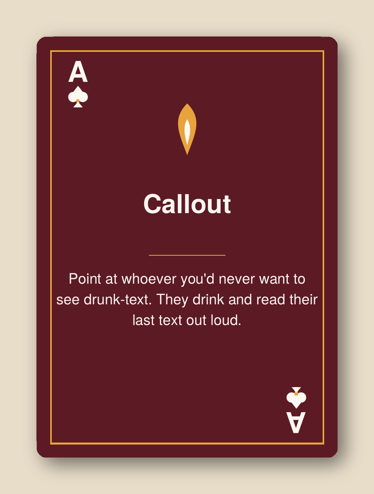King's Cup Wild card example - Callout