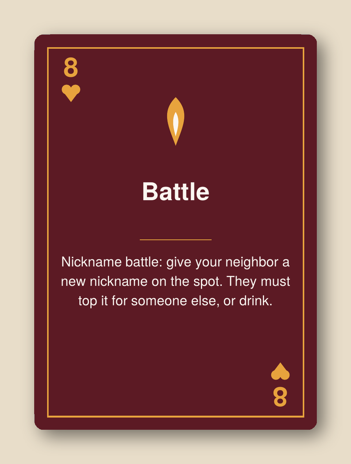 King's Cup Wild card example - Battle